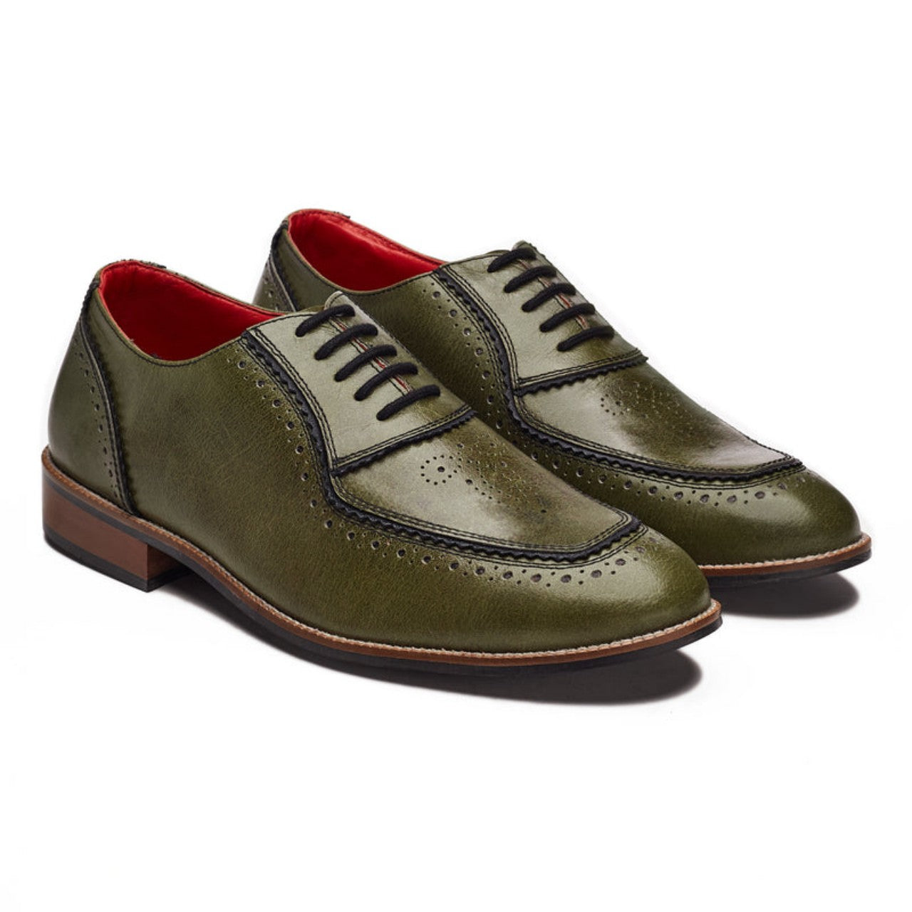 Handmade Brogues Men – Olive - 9.5