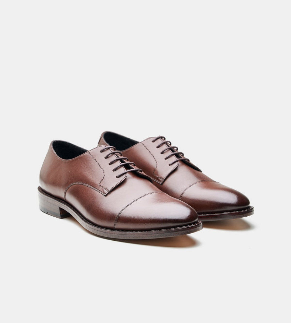 Handmade Brown Captoe Derby Shoes - 9.5