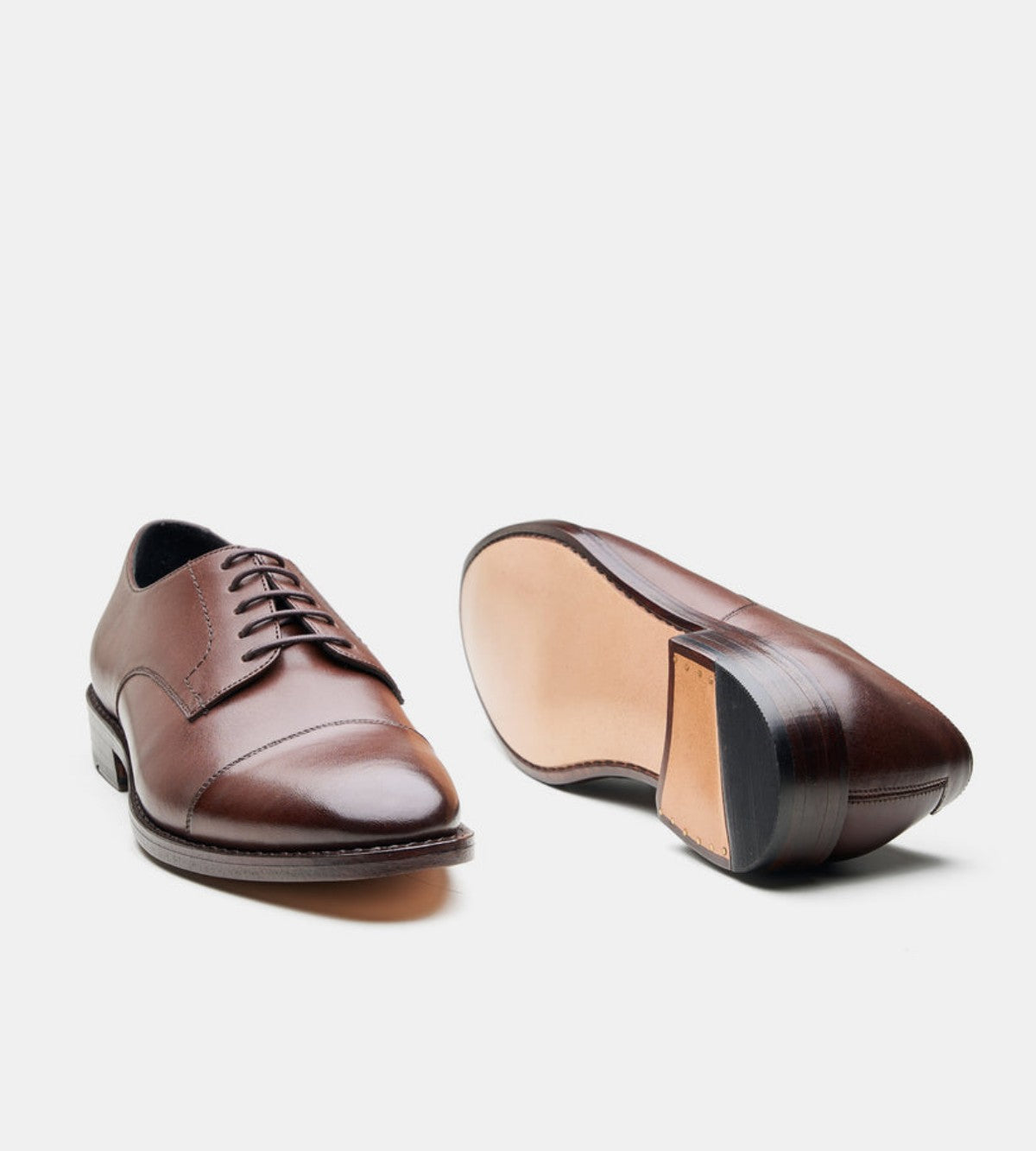 Handmade Brown Captoe Derby Shoe