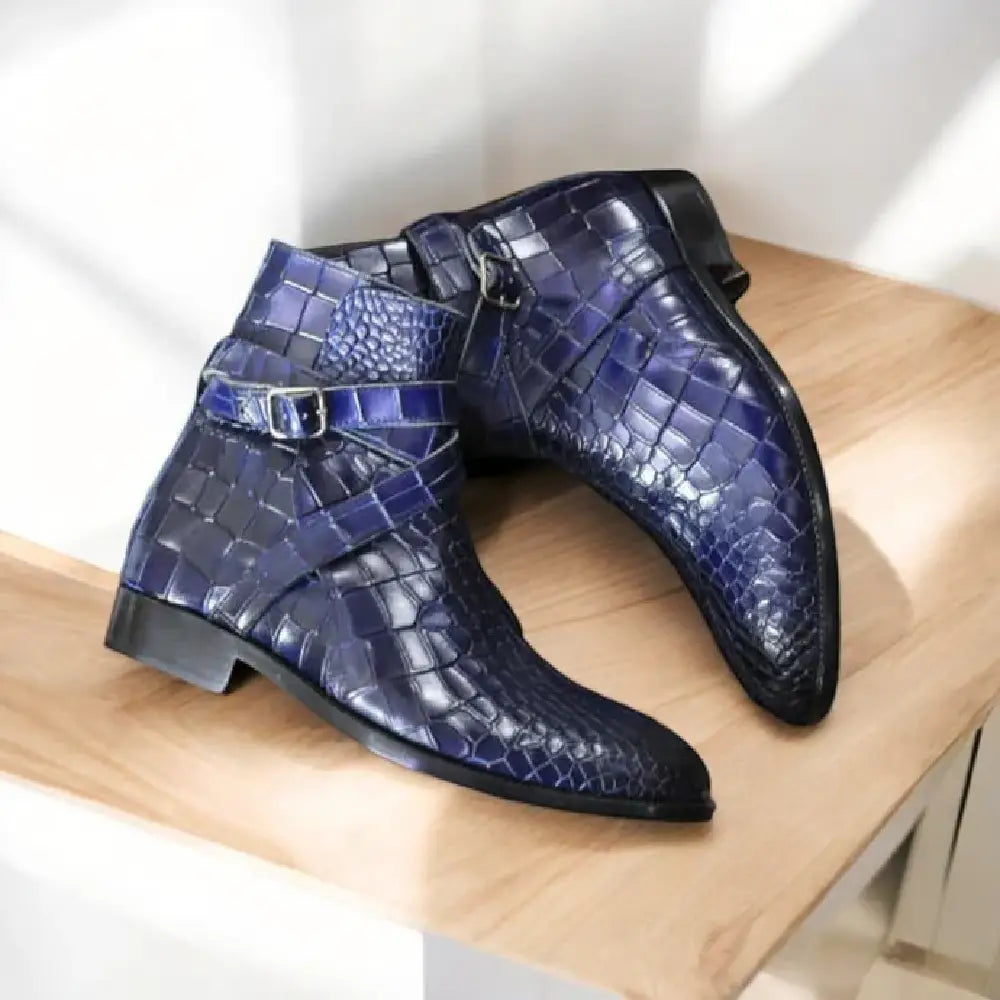 Handmade Blue Alligator Jodhpurs Boot