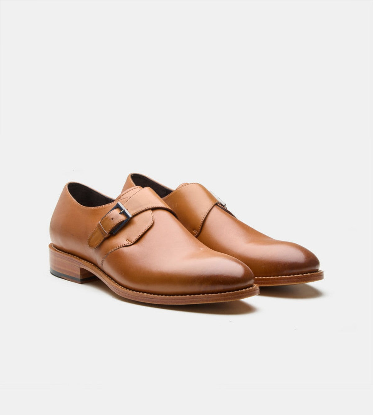 Handmade Tan  Single Monks Shoes - 9.5