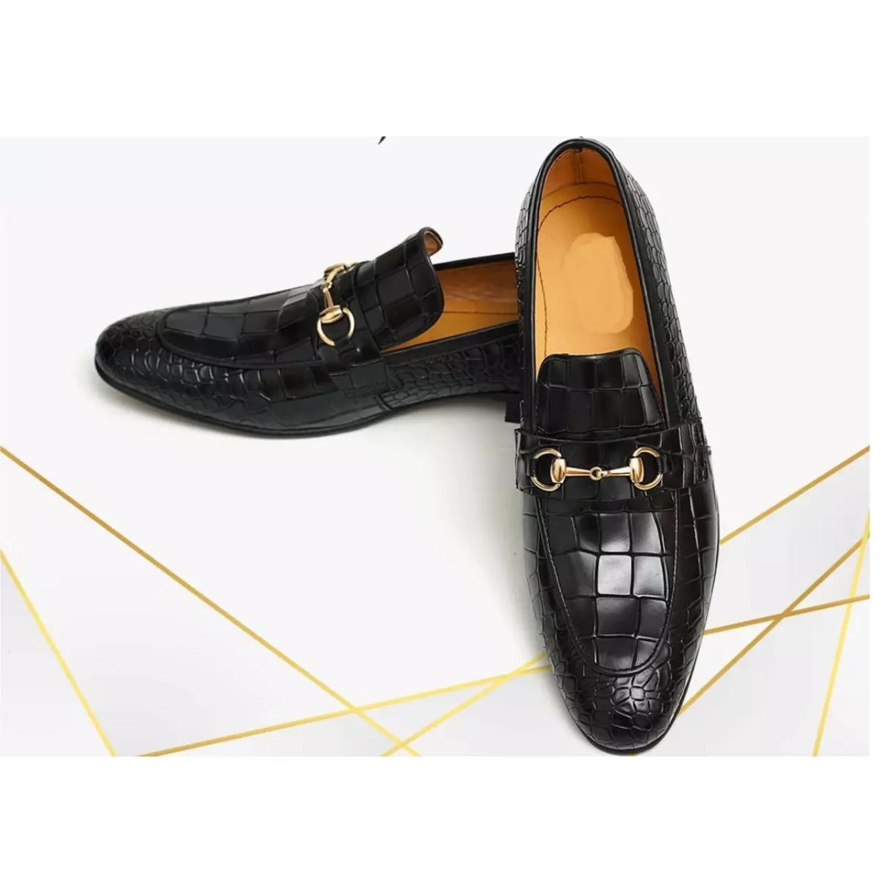 Black Crocodile Textured Handmade Moccasins Loafer Shoes For Mens, Men Alligators Texture Shoe