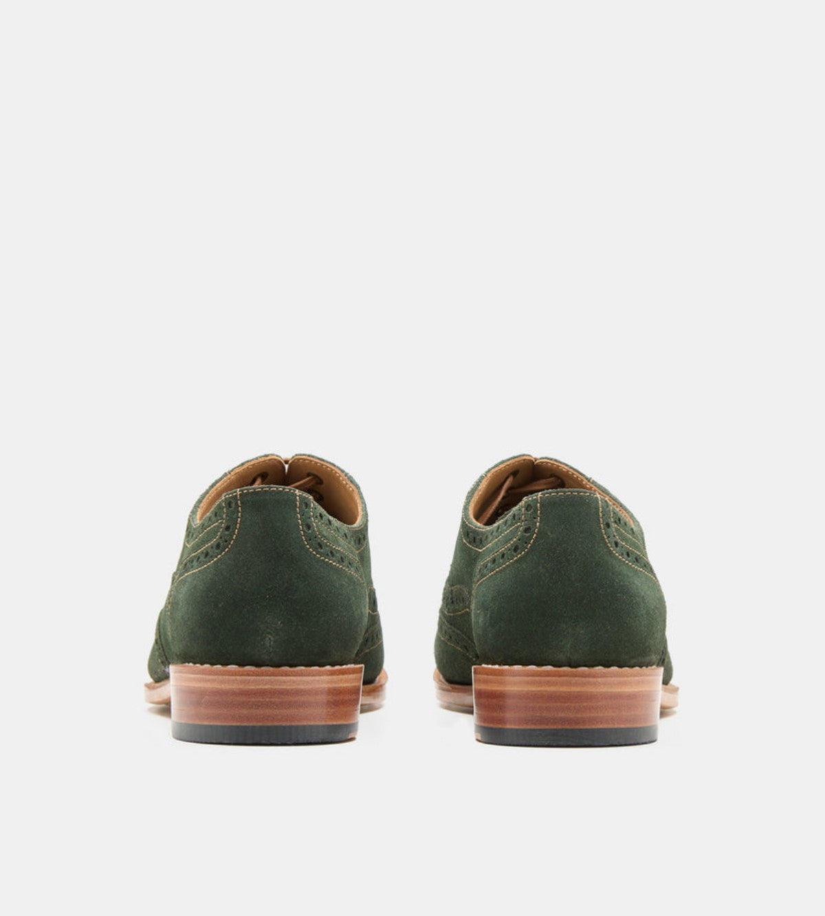Handmade Olive Suede Wingtip Oxfords