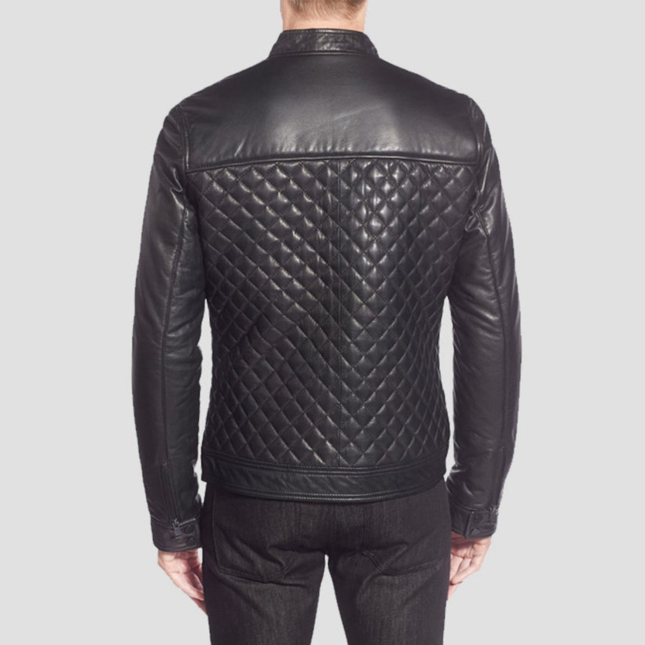 Quilting Leather Biker Jacket