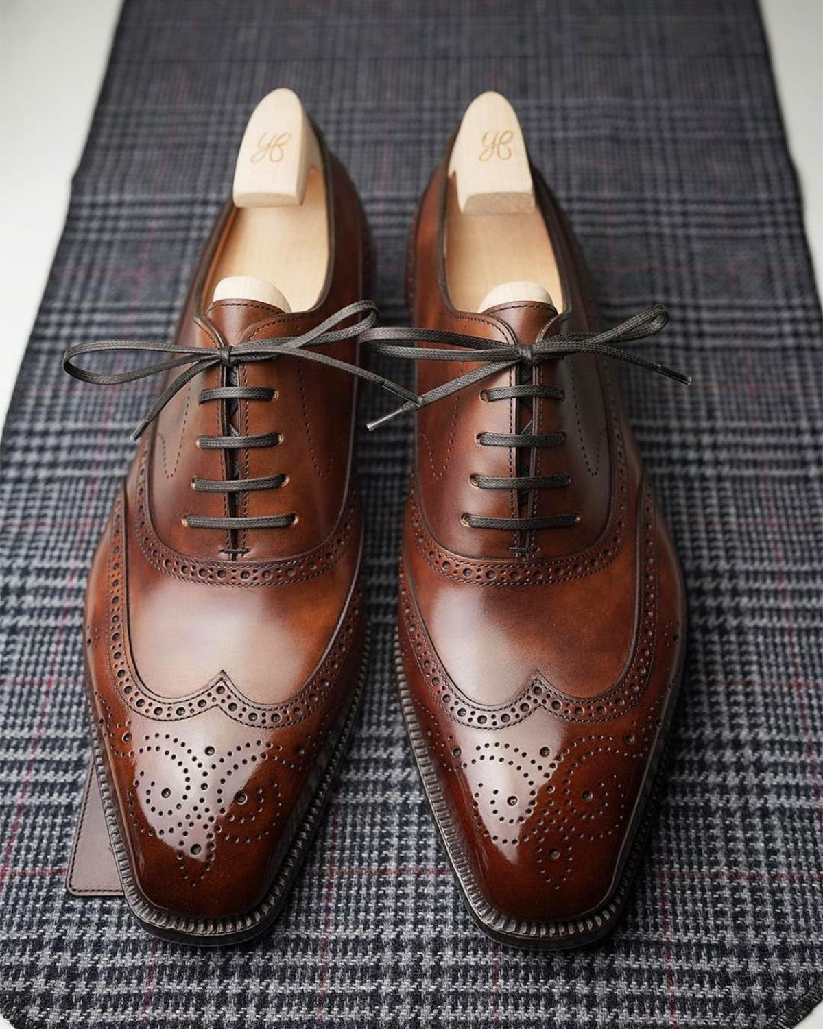 TAN LEATHER CEDRIA BROGUE WINGTIP OXFORDS - FORMAL SHOES - 9.5