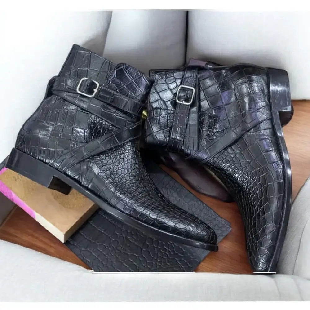 Handmade Blue Alligator Jodhpurs Boot