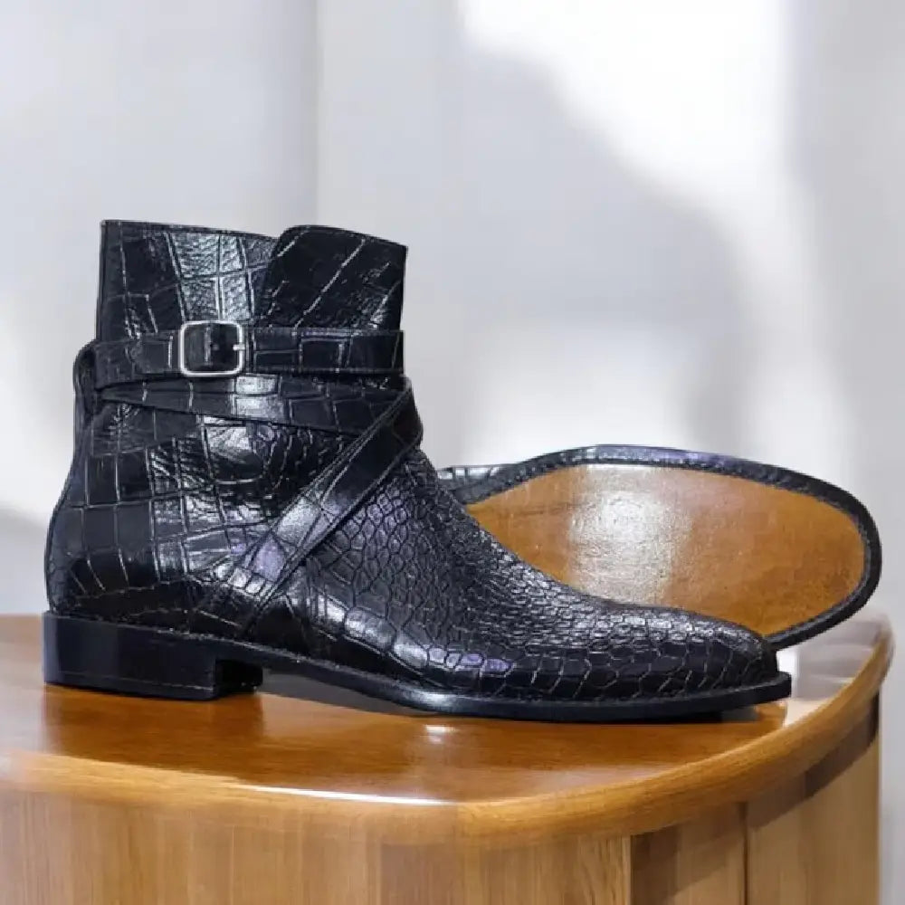 Handmade Blue Alligator Jodhpurs Boot