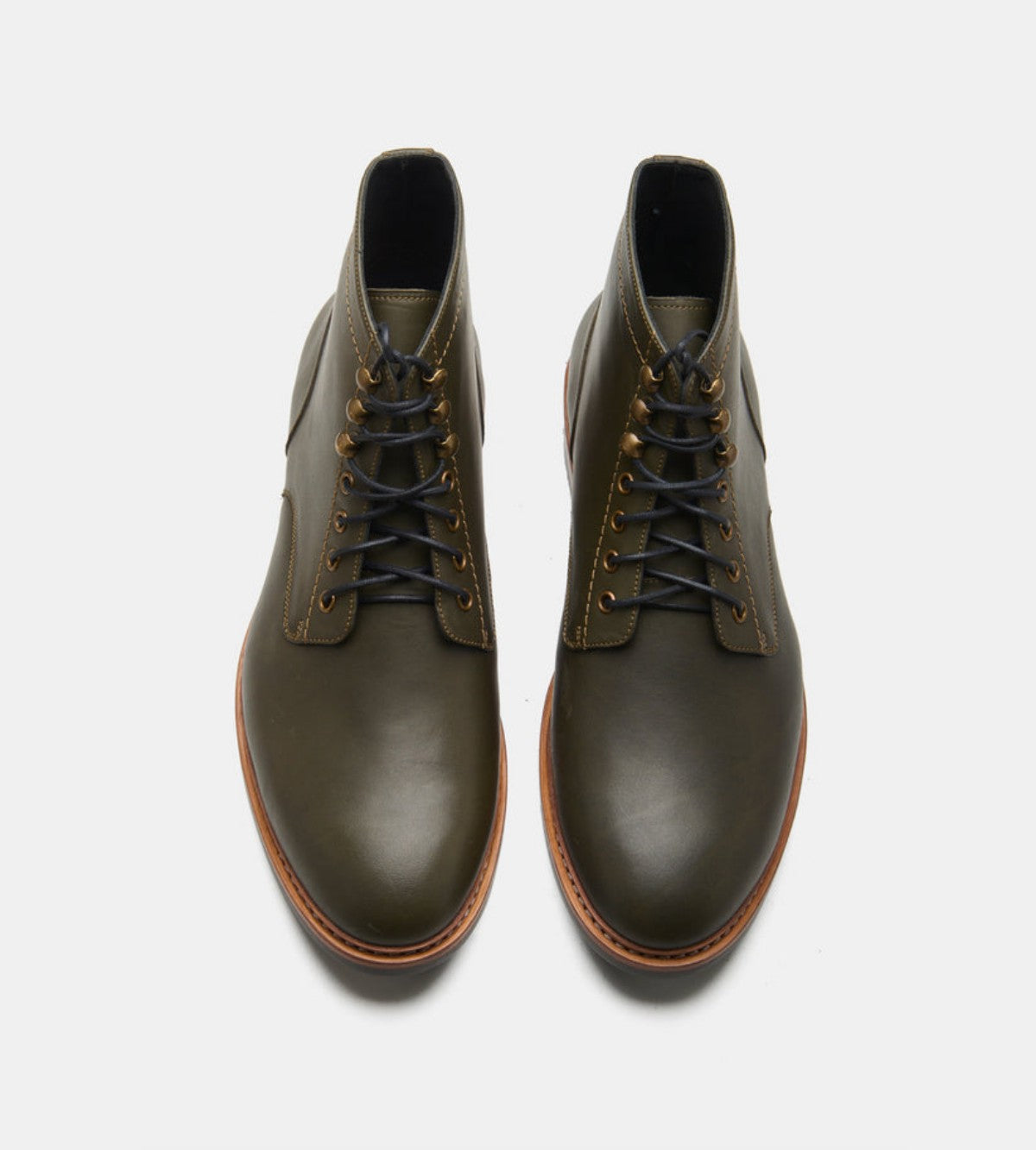 Handmade Olive Plain Toe Boot