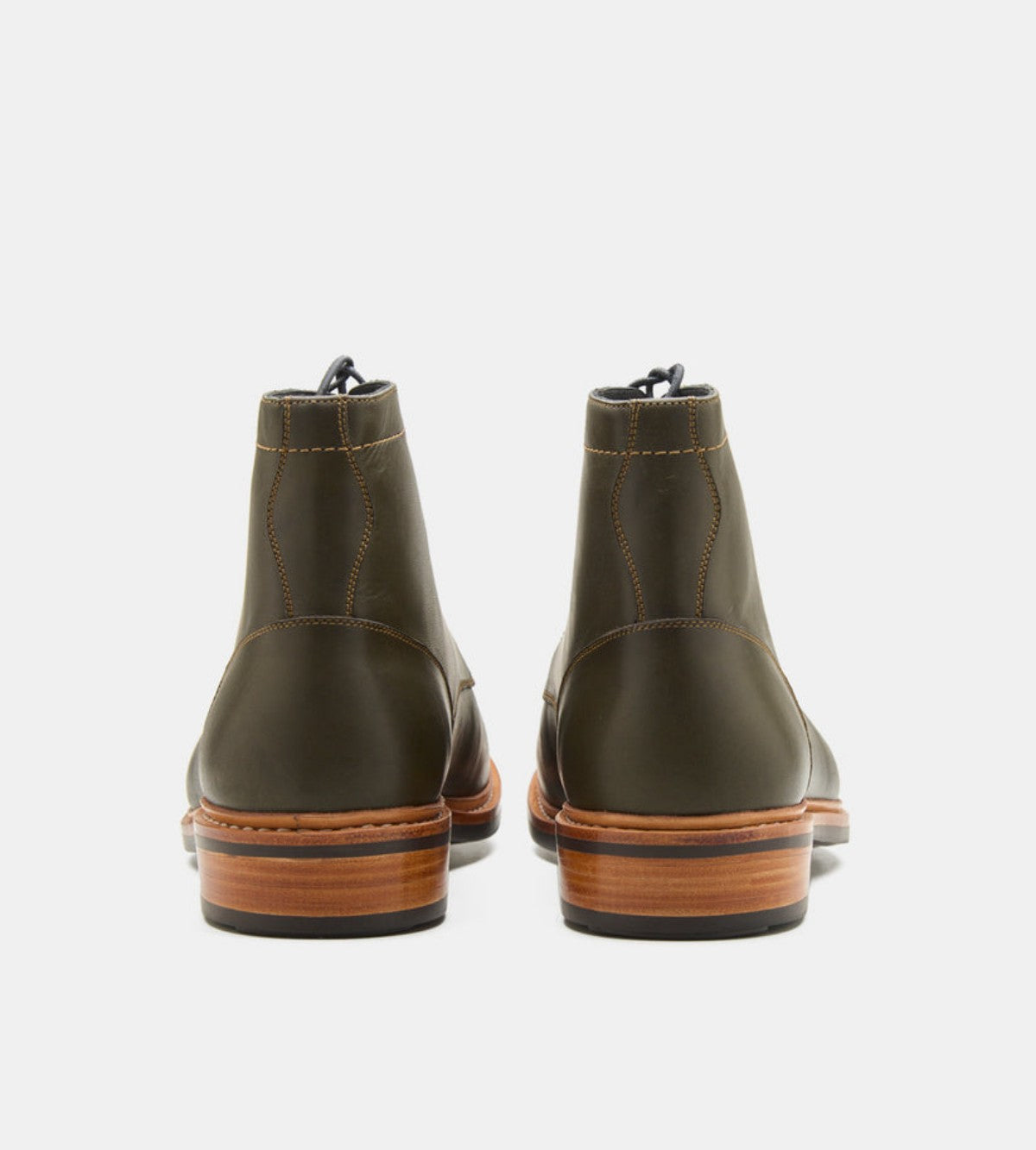 Handmade Olive Plain Toe Boot