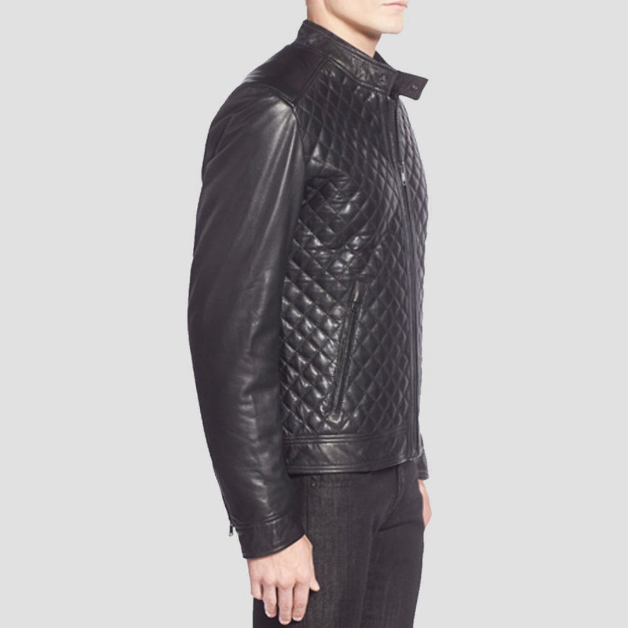 Quilting Leather Biker Jacket