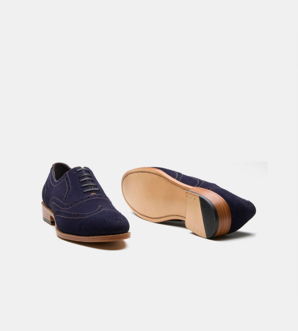 Handmade Navy Suede Wingtip Oxford