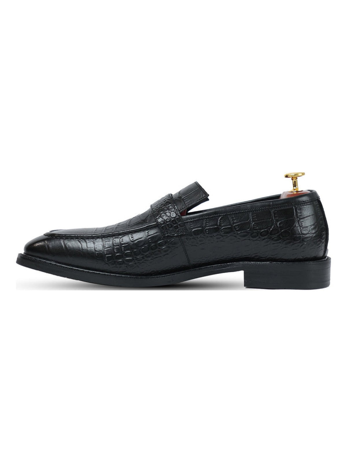 Handmade Black Croc Monk Slip On