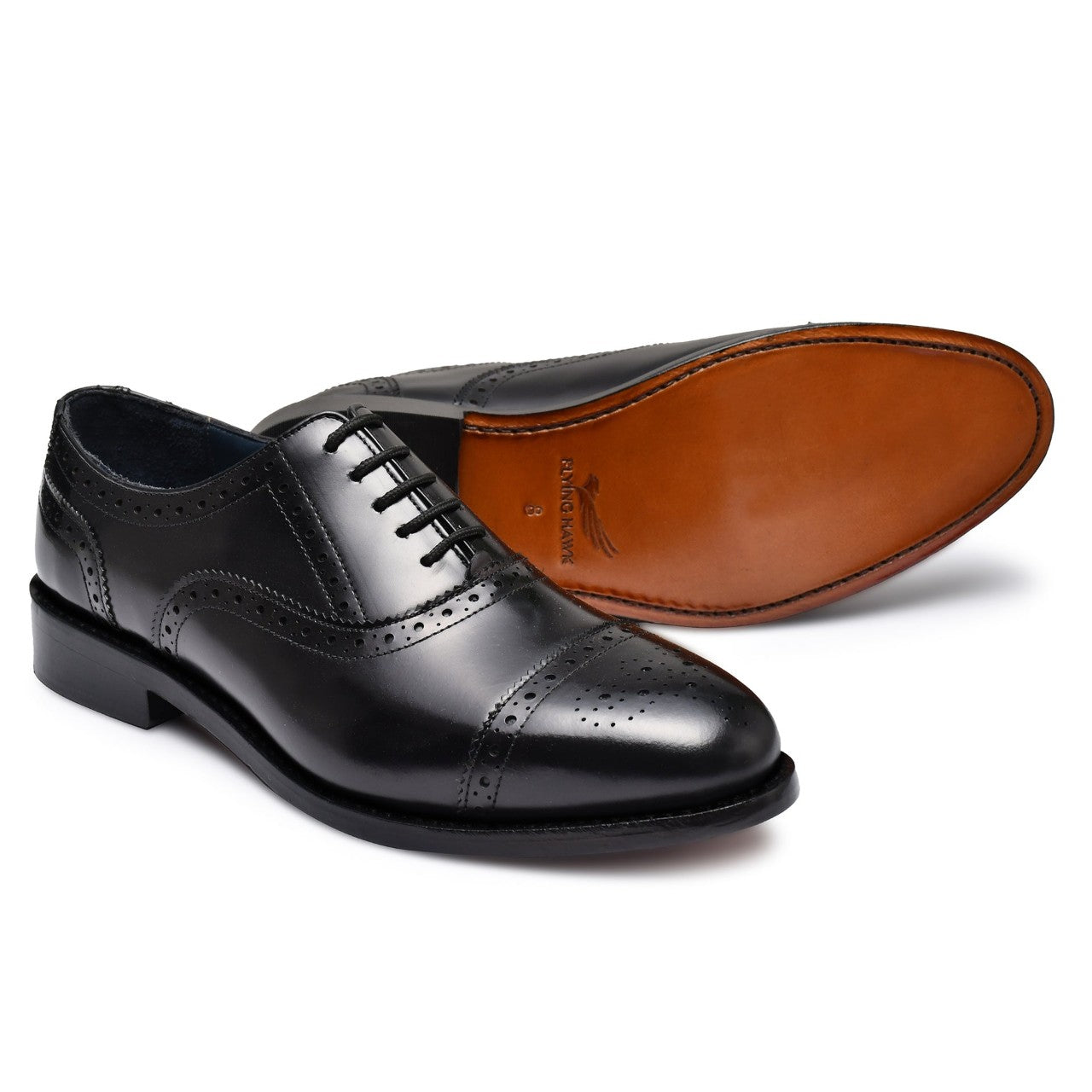 Pure Handmade Black Leather Lace up Brogue Shoes for Men’s
