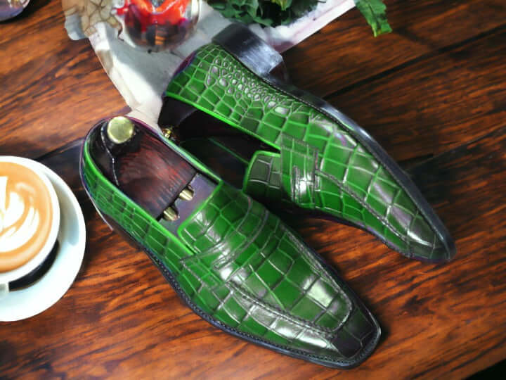 Handmade Alligator Slip-on Loafer Shoe