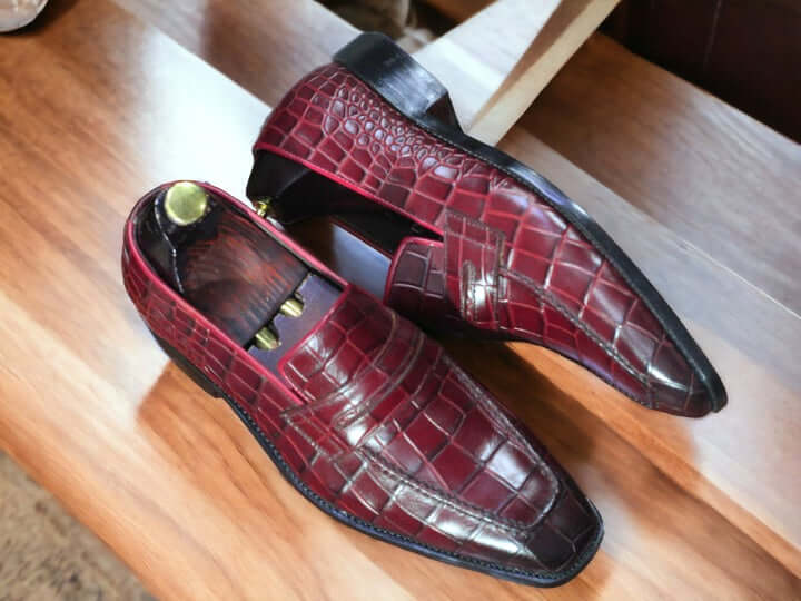 Handmade Alligator Slip-on Loafer Shoe