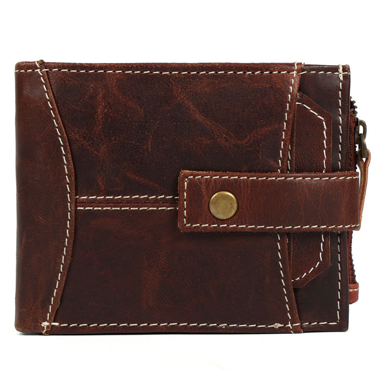 Premium 12.5×10 cm Brown Leather Wallet – Durable and Sleek