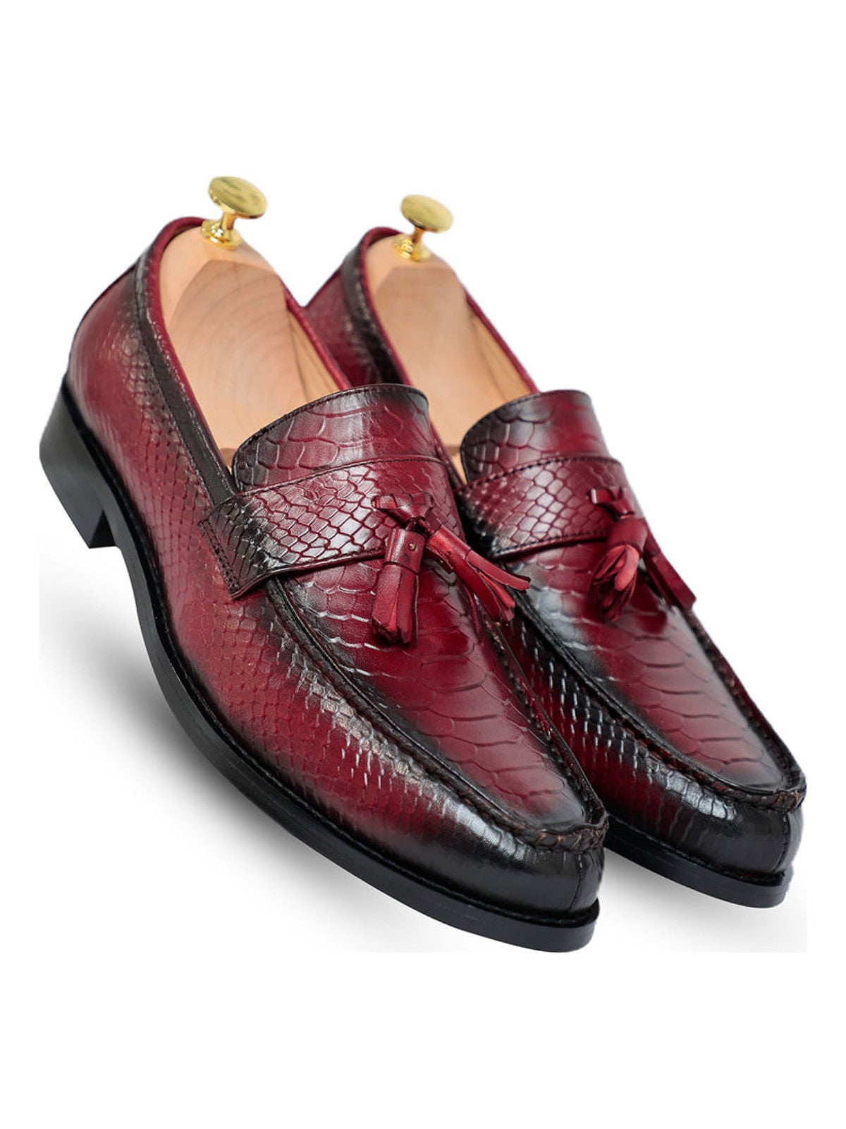 Handmade Tassel Maroon Slip Ons - 9.5