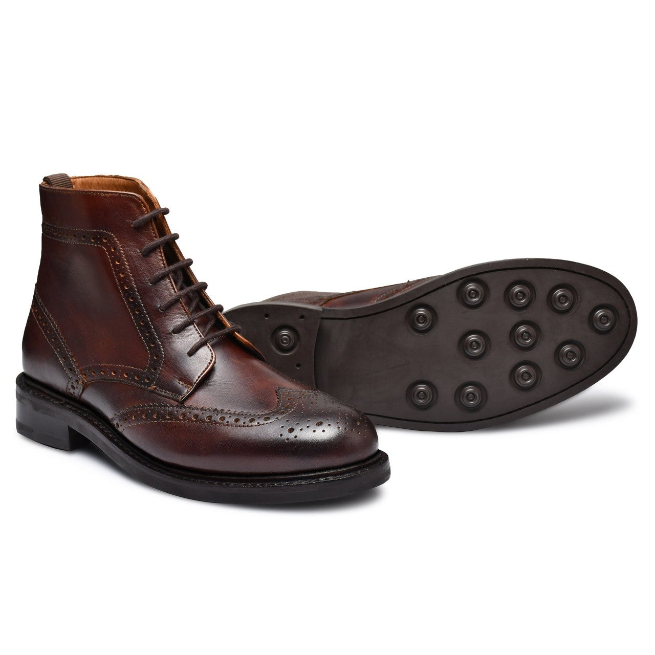 Handmade Brown Brogue Boots for mens