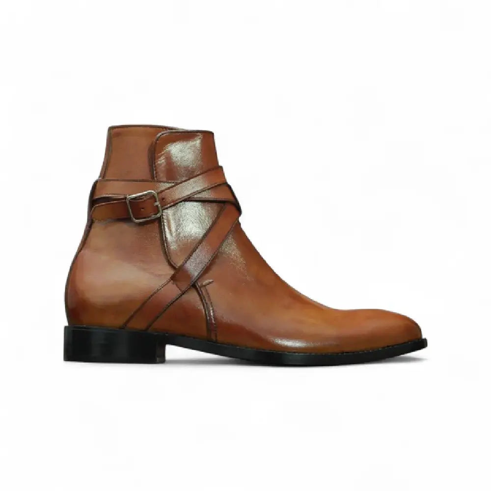 Handmade Brown Jodhpurs Leather Boot For Men's