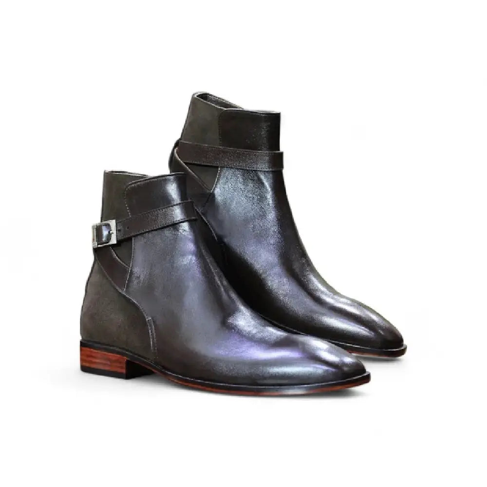Handmade Genuine Cow-Hide Leather & Suede Long Jodhpur Boots For Men