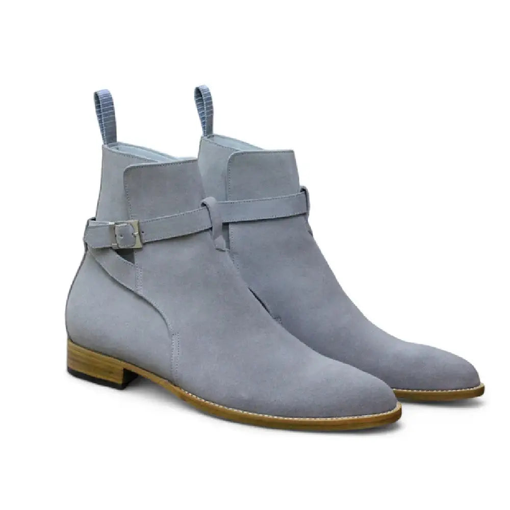 Handmade Jodhpur Boots – Grey Suede Long Boots for Men