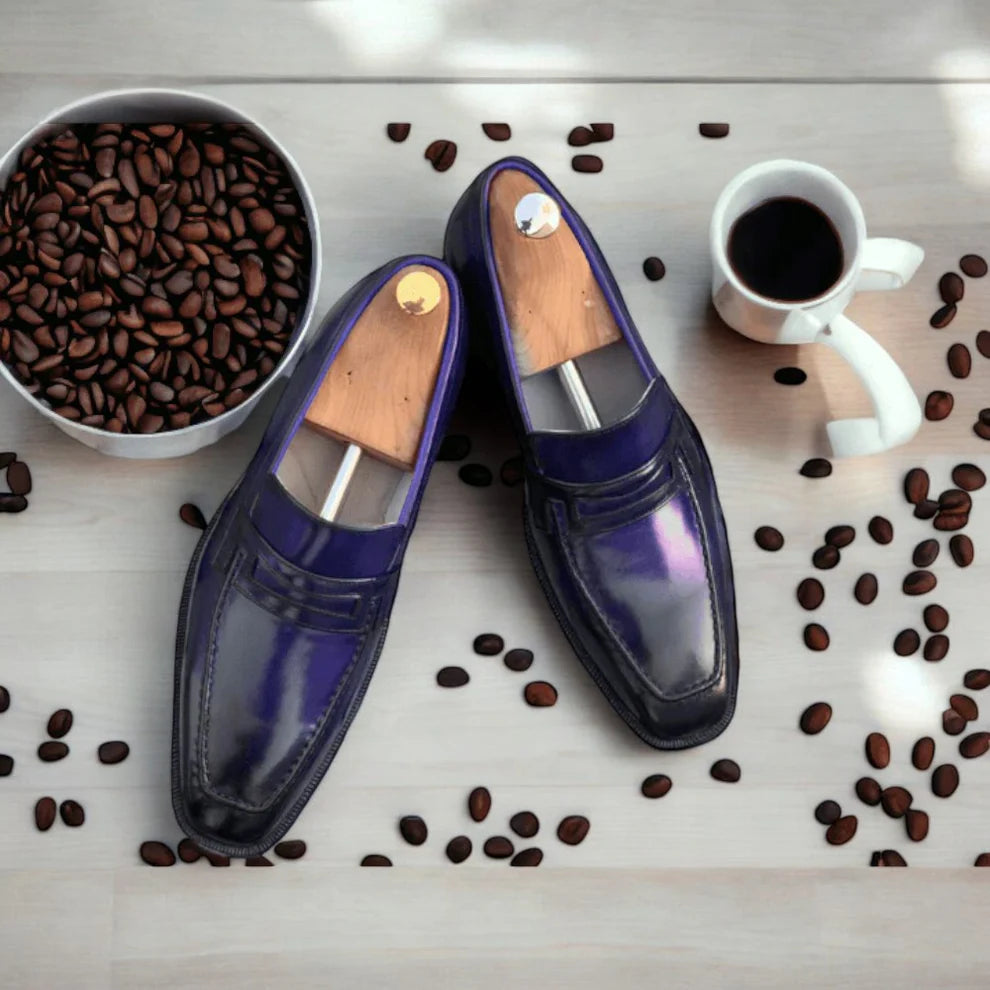 Handmade Burgundy Leather Slip-On Loafers for Men | Stylish Casual Dress Shoes