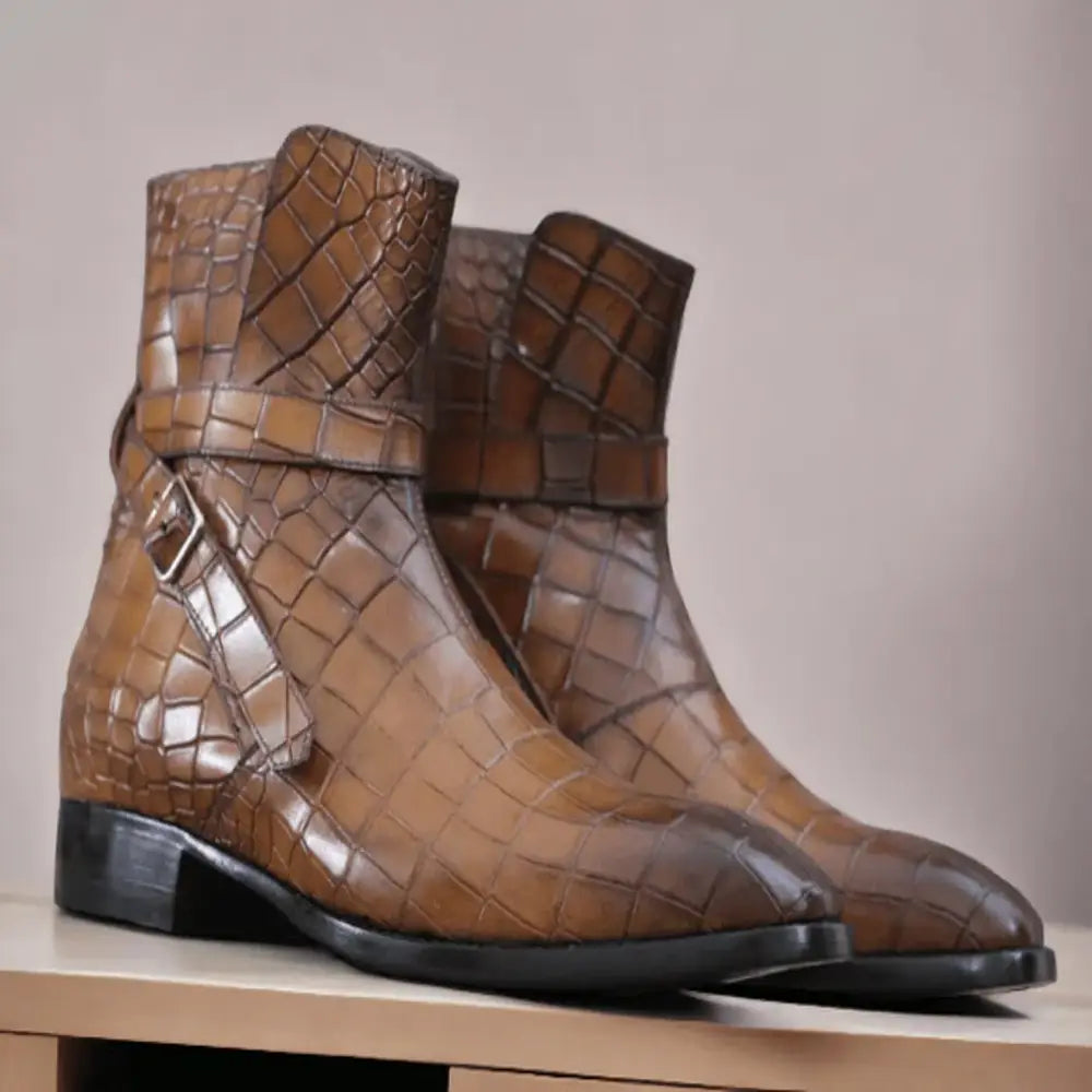 Handmade Men Green Suede Jodhpur's Leather Boots, Buckle Strap Jodhpur Boots