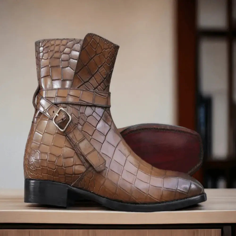 Handmade Men Green Suede Jodhpur's Leather Boots, Buckle Strap Jodhpur Boots