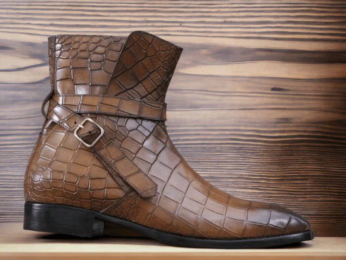 Handmade Men Green Suede Jodhpur's Leather Boots, Buckle Strap Jodhpur Boots