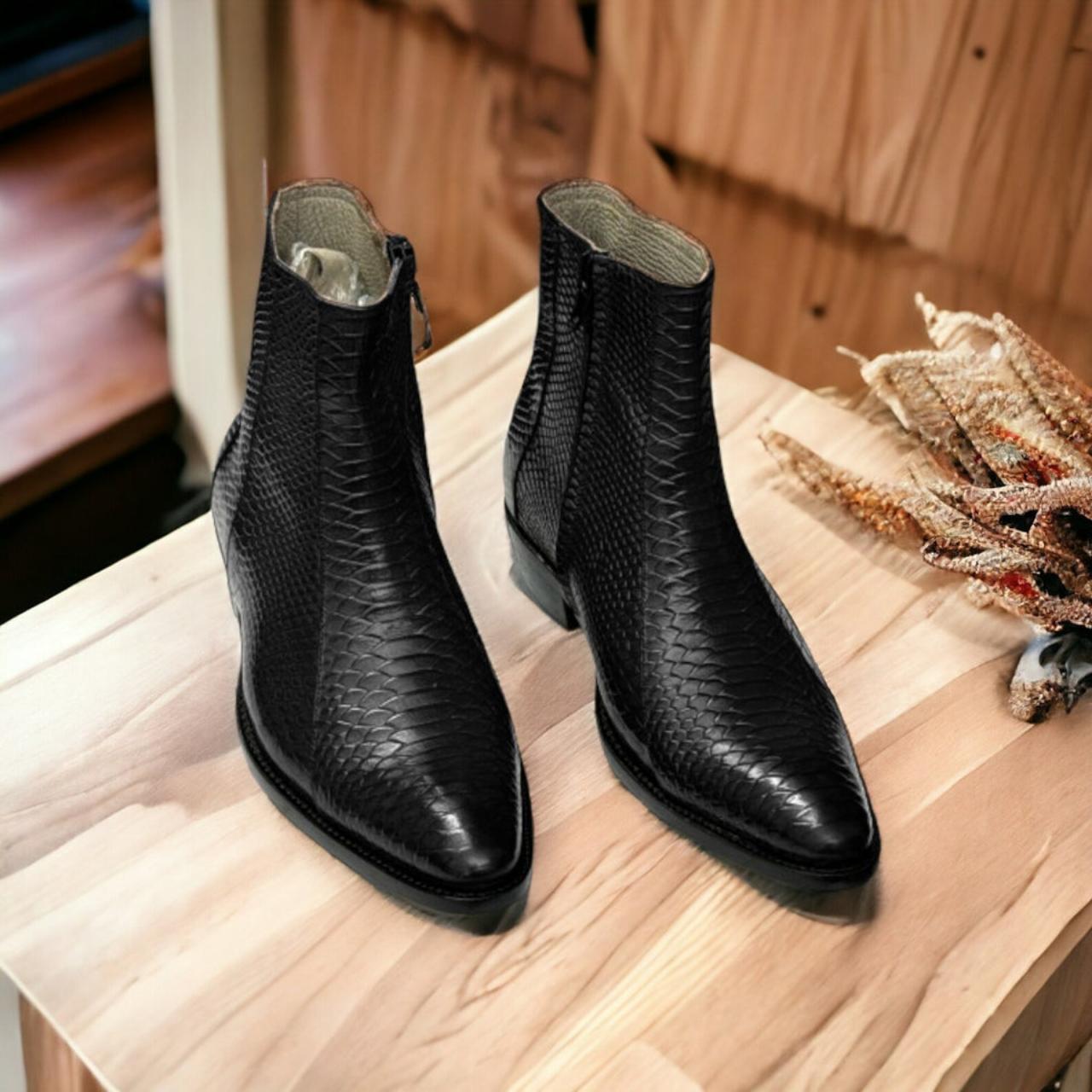 Premium Python Ankle Boots | Exotic & Stylish Footwear
