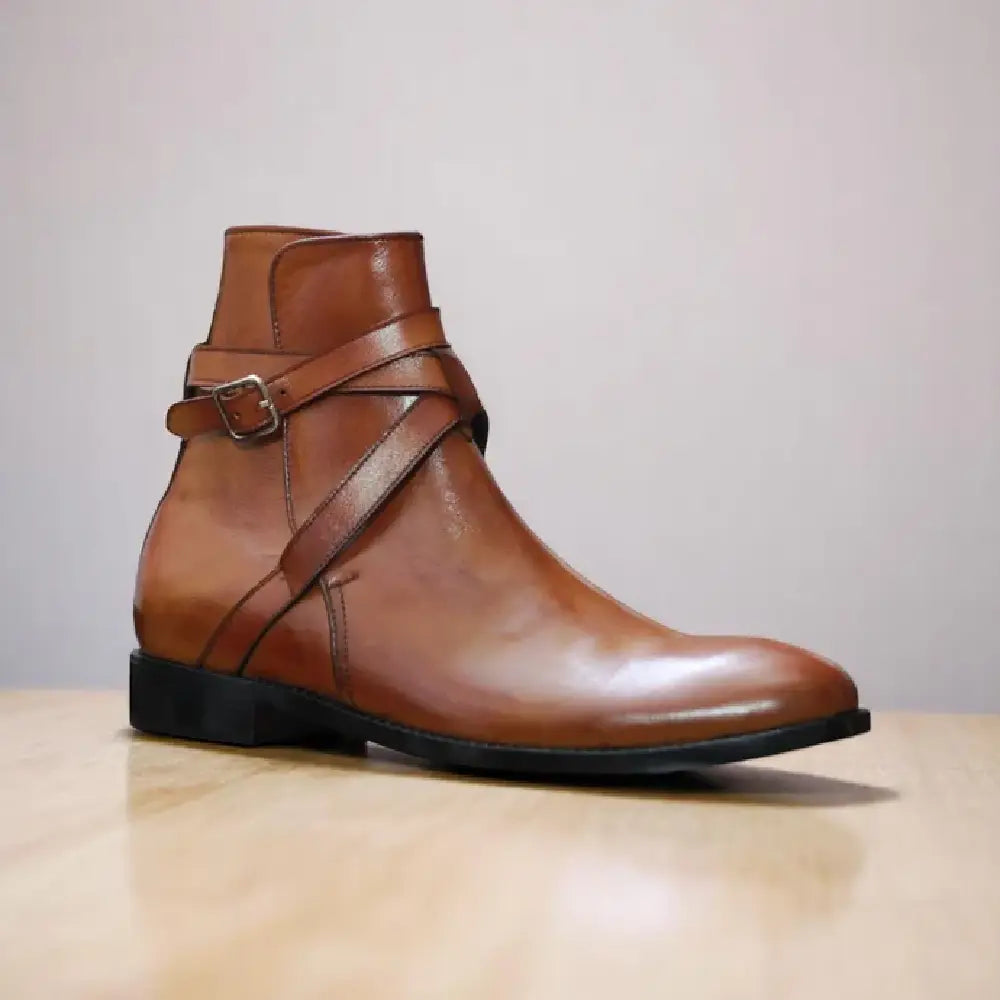 Handmade Brown Jodhpurs Leather Boot For Men's