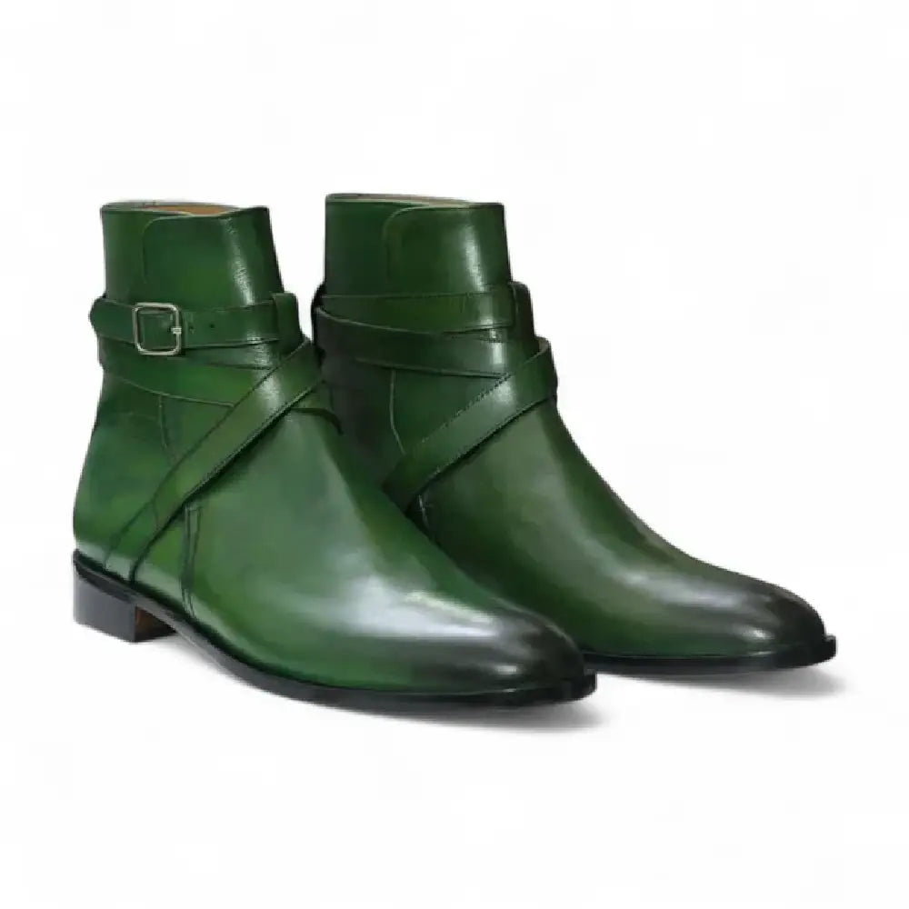 Handmade Men Green Jodhpur's Leather Boots