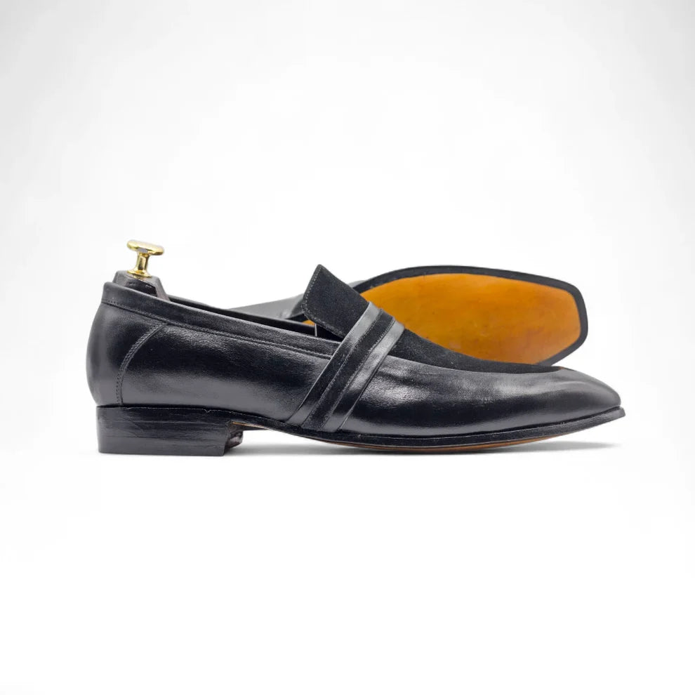 Black Leather Loafer Slip-On Shoes