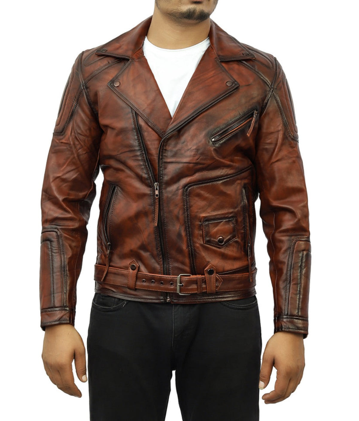 Cuban Leather Biker Jacket - XXL