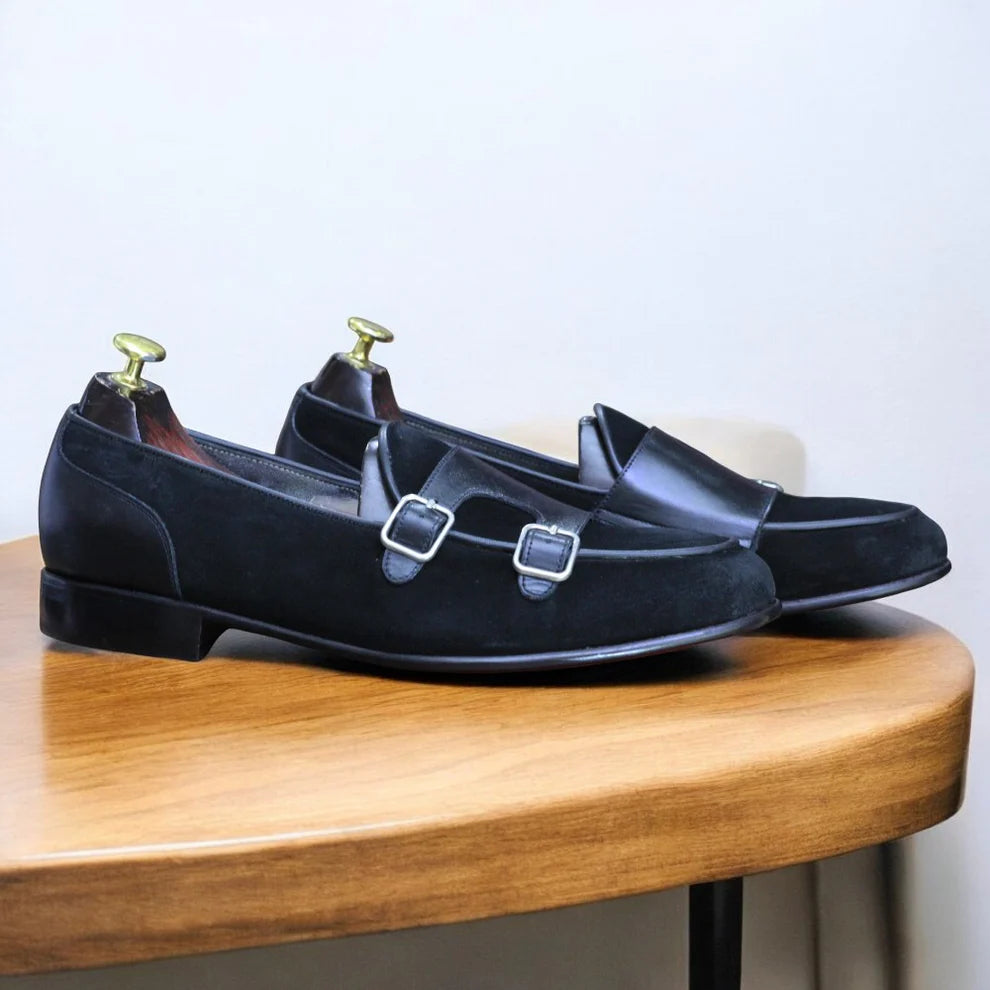 Black Double Loafer Suede Leather Shoes – Stylish Comfort by Posh Foot Wears