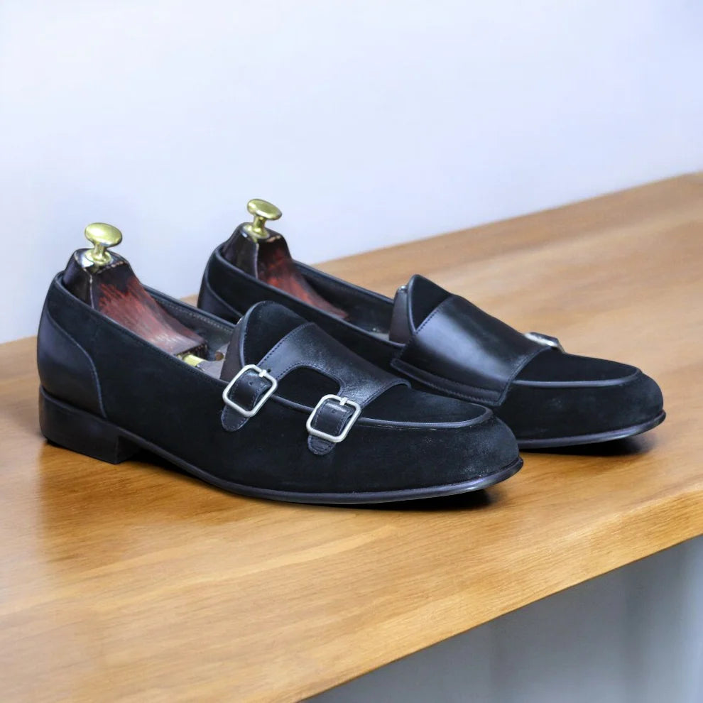 Black Double Loafer Suede Leather Shoes – Stylish Comfort by Posh Foot Wears
