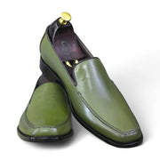 Men's Handmade Green Leather Loafers | Stylish & Comfortable Footwear