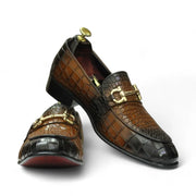 New Handmade Alligator Textured Buckle Loafers