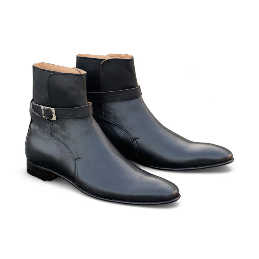 Handmade Black Leather Jodhpur Boots For Men