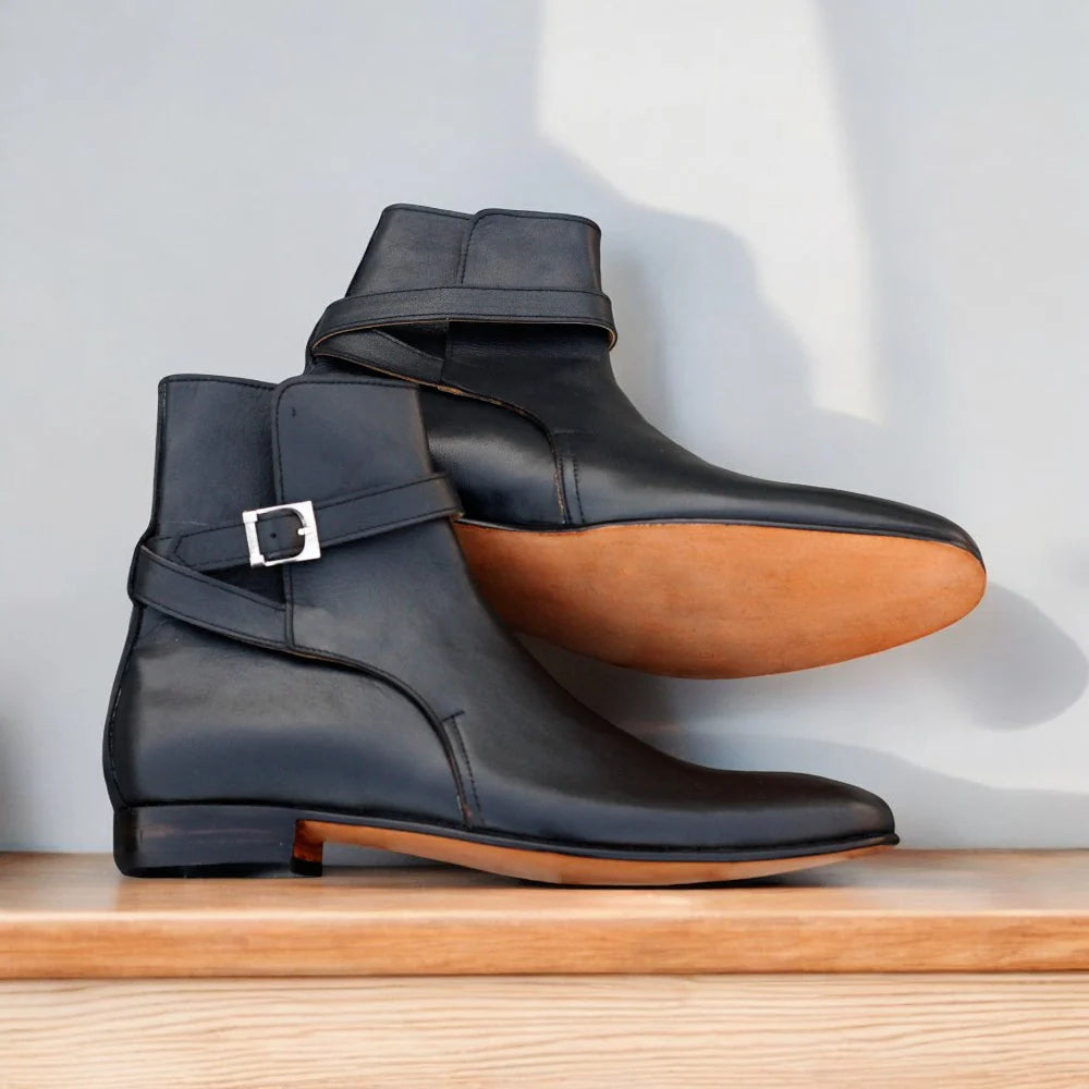 Handmade Black Leather Jodhpur Boots For Men
