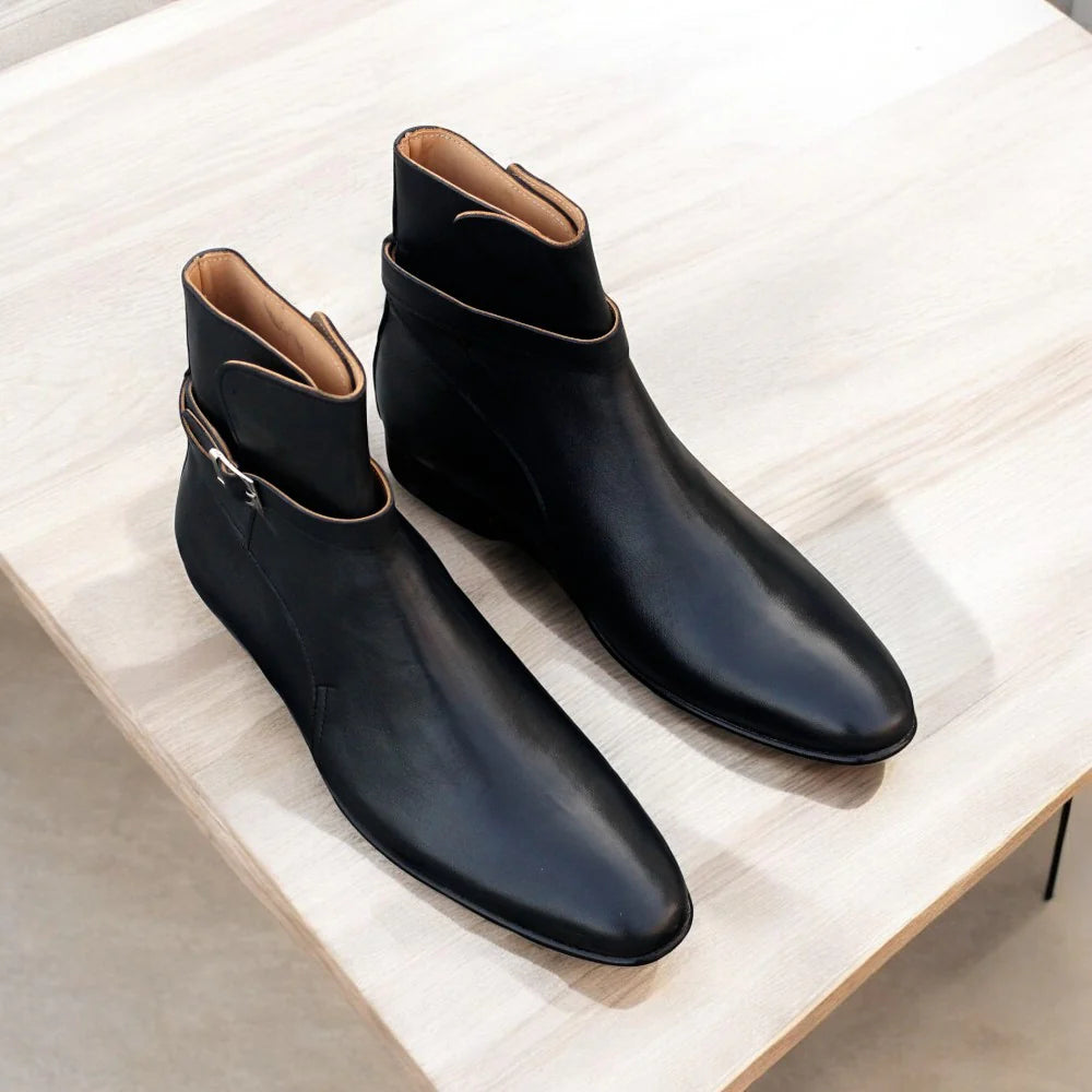 Handmade Black Leather Jodhpur Boots For Men