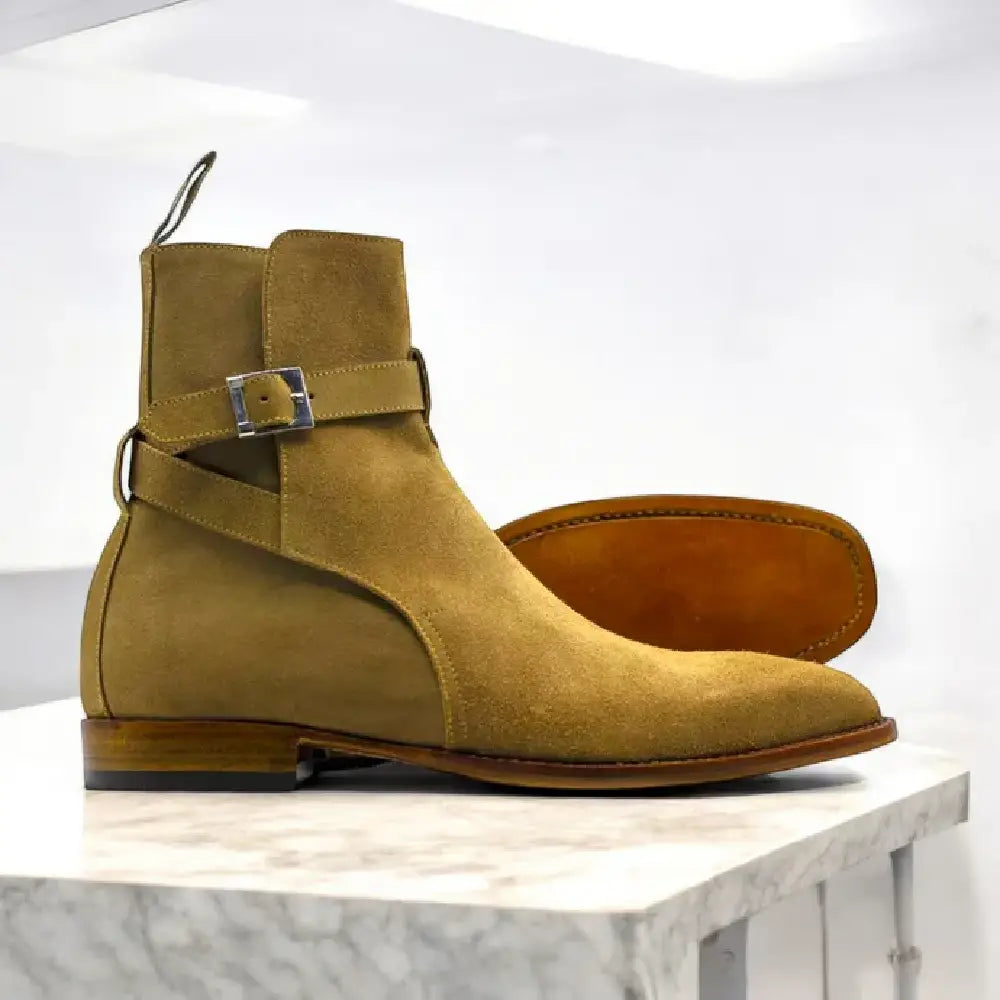 Men's Suede Jodhpurs Buckle Boots | Handmade Posh Footwears