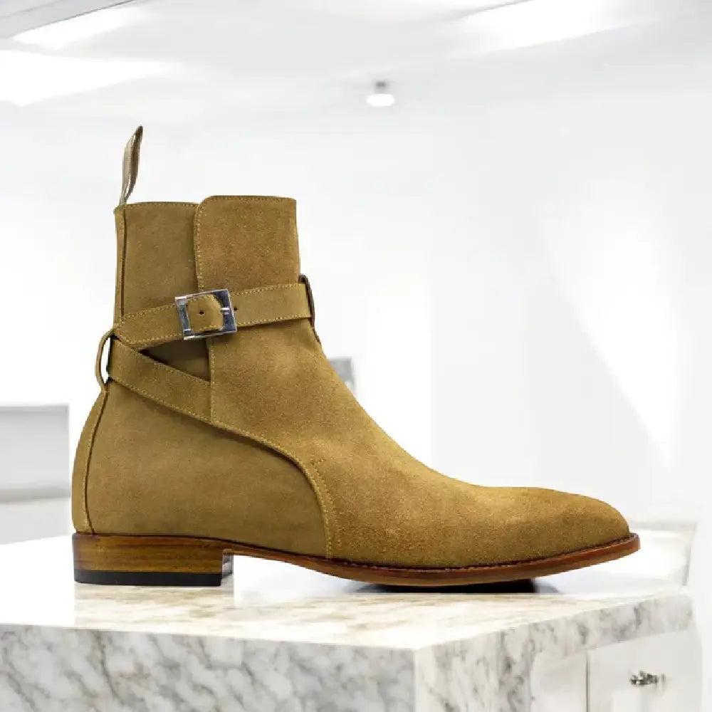 Men's Suede Jodhpurs Buckle Boots | Handmade Posh Footwears