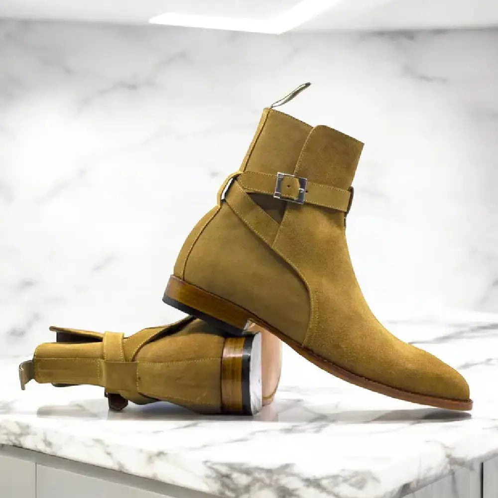 Men's Suede Jodhpurs Buckle Boots | Handmade Posh Footwears