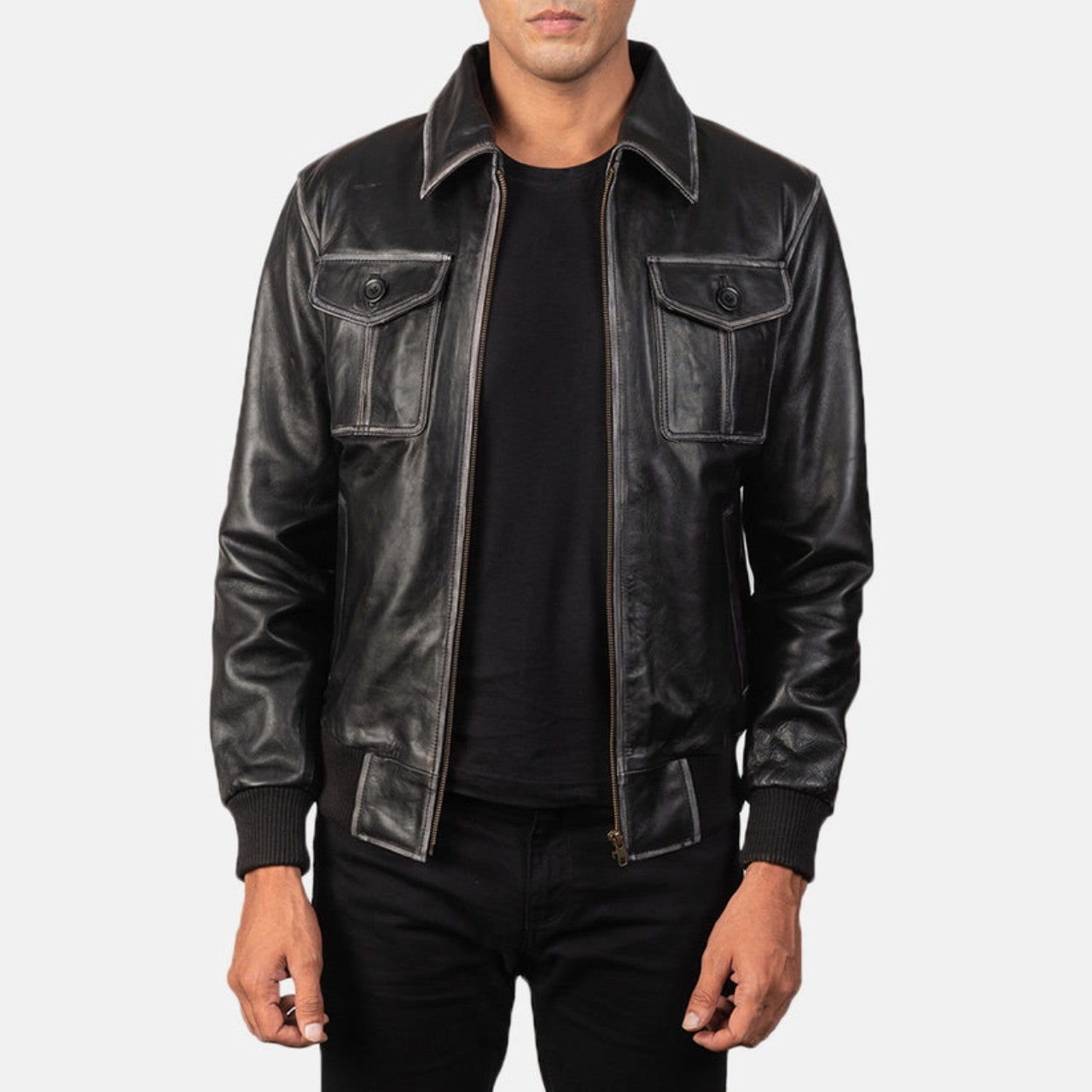 Aaron Leather Bomber Jacket - XXL