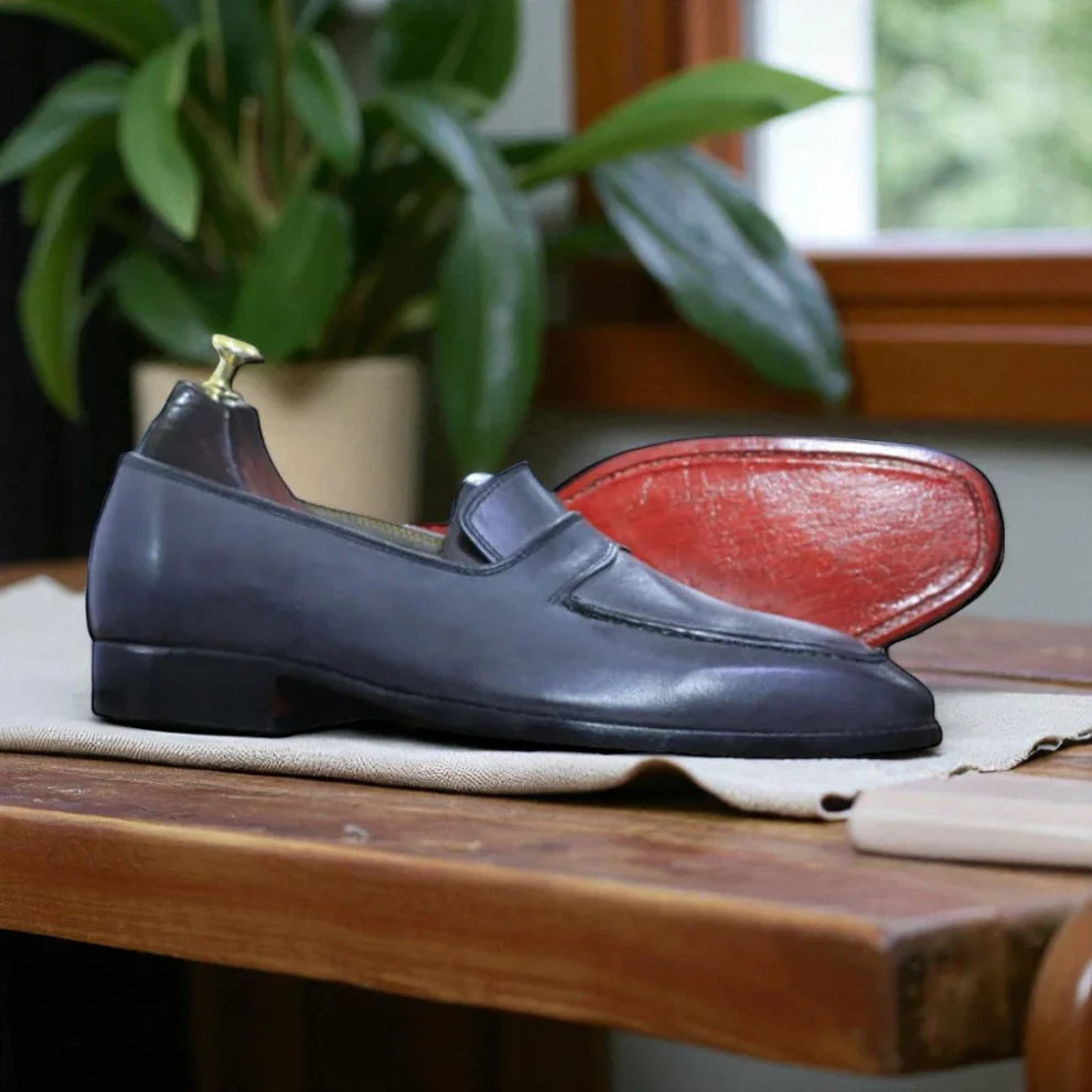 Men's Grey Moccasin Loafers Shoes