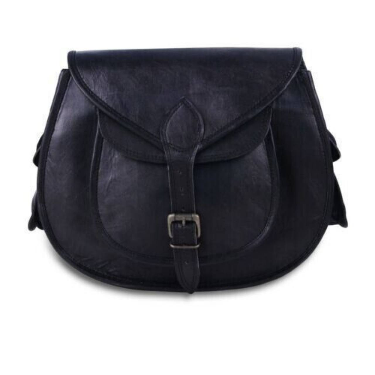 Cross body Black Leather Sling Bag Women Purse Satchel Bag Shoulder Bag Gift Bag - Black