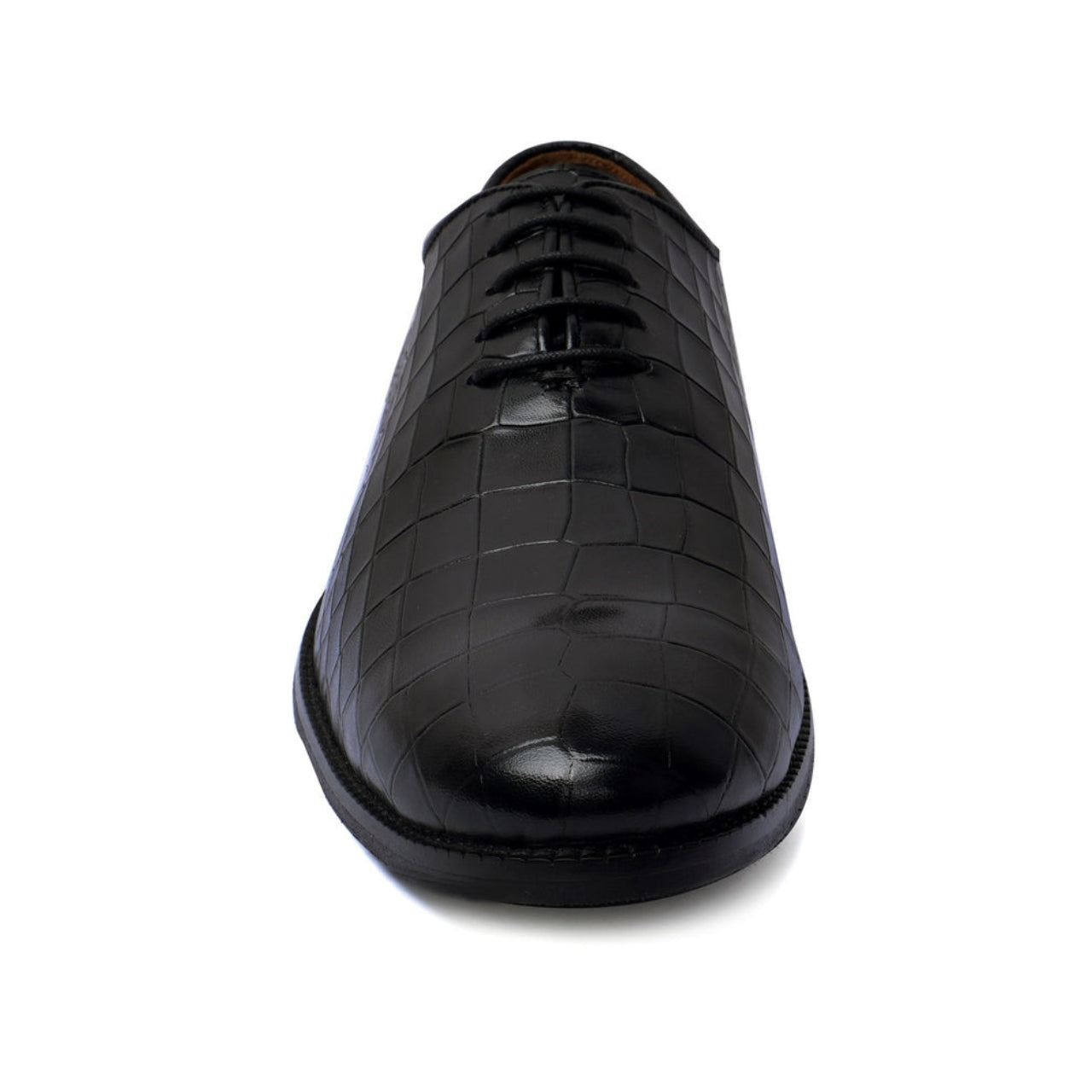 Handmade Oxford Lace-Up Black Formal Shoes In Deep Cut Leather