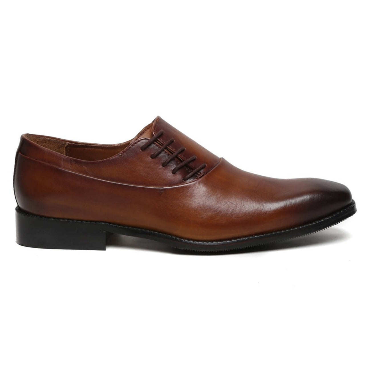 Handmade Men Brown Side Lace Squared Toe Leather Oxford Formal Shoes