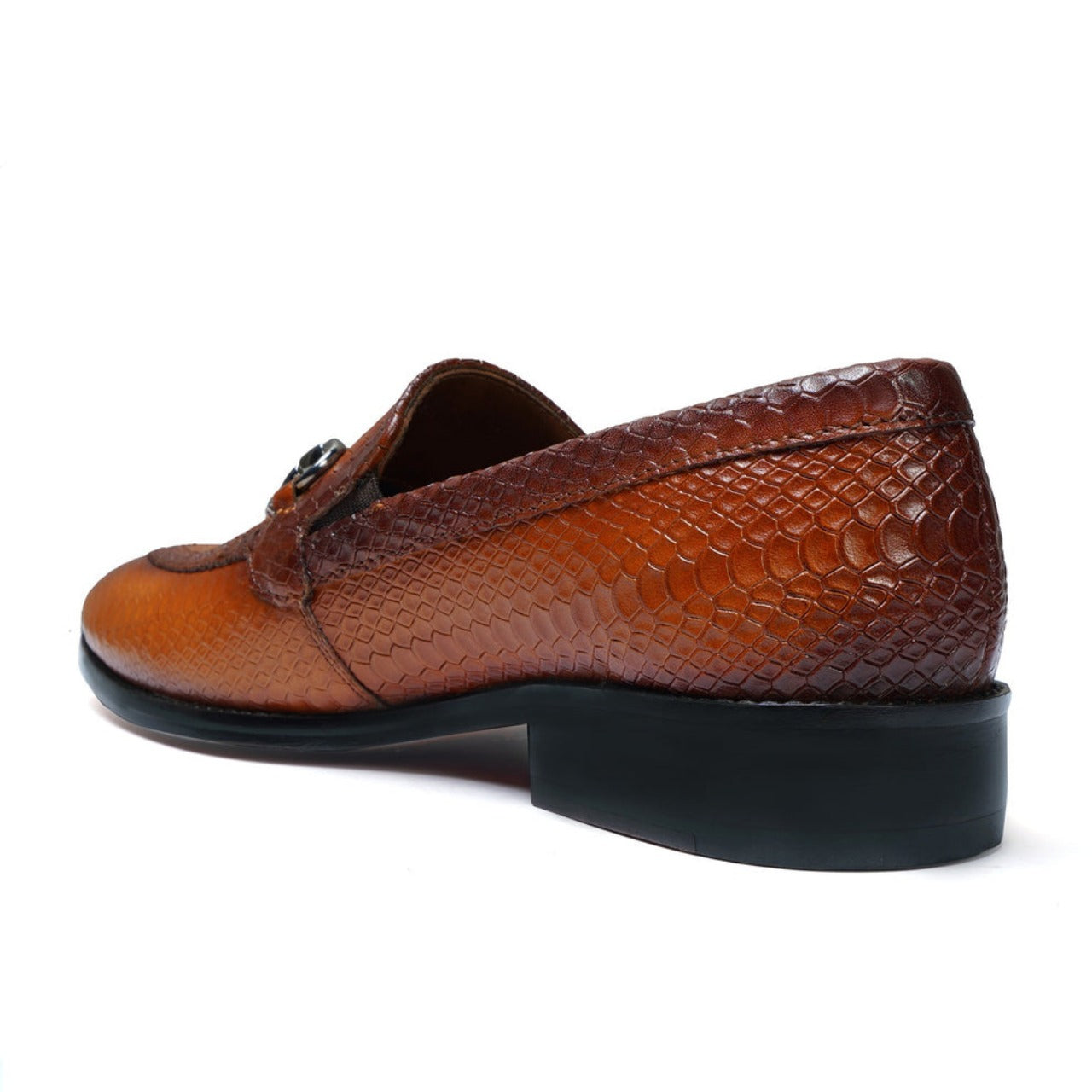 Handmade Leather Snake Skin Textured Loafers
